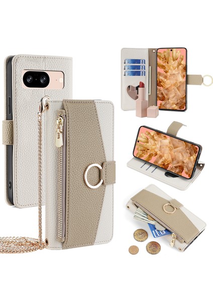 Google Pixel 8 Pu Deri+Tpu Aynalı Çapraz Telefon Kılıfı (Yurt Dışından)