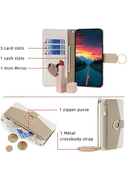 Google Pixel 8 Pu Deri+Tpu Aynalı Çapraz Telefon Kılıfı (Yurt Dışından)