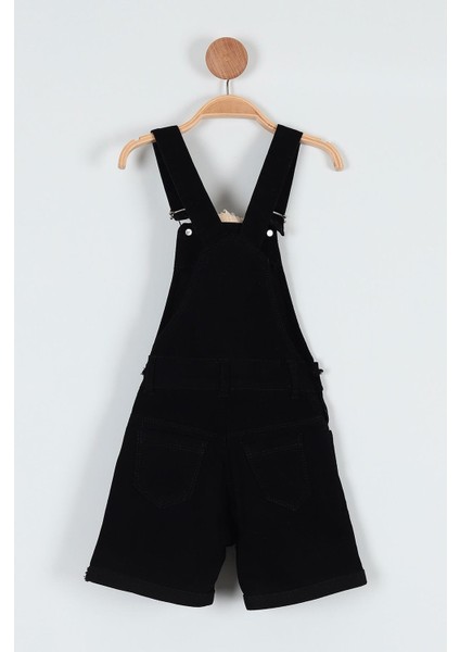 Ayıcıklı Kot Şort Slopet Açık Siyah Unisex Tulum