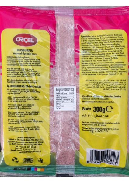 Kuşburnu Aromalı İçecek Tozu Oralet 300 gr