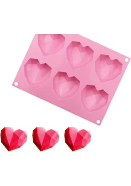 Silikon Elmas Kalp Çikolata Kalıbı Mum ve Sabun Kalıbı Buz Kokulu Taş Kalıbı 6lı Silikon Kalıp fiyatları