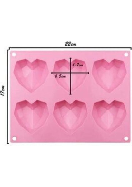 Silikon Elmas Kalp Çikolata Kalıbı Mum ve Sabun Kalıbı Buz Kokulu Taş Kalıbı 6lı Silikon Kalıp modelleri