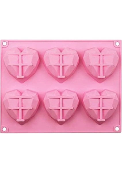 Silikon Elmas Kalp Çikolata Kalıbı Mum ve Sabun Kalıbı Buz Kokulu Taş Kalıbı 6lı Silikon Kalıp fırsatları