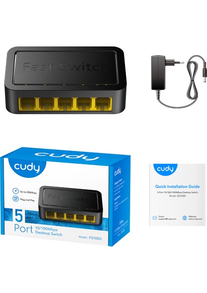 FS105D 5 Port 10/100 Yönetilemez Desktop Plastik Kasa Switch