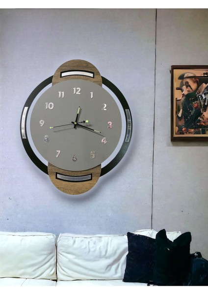 Fosfor Detaylı Ahşap Duvar Saati, Duvar Saati, Phosphor Wall Clock,fosforlu Saat, Wall Clock,