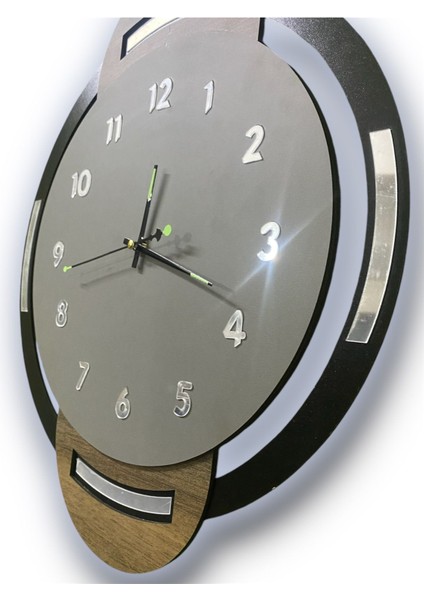 Fosfor Detaylı Ahşap Duvar Saati, Duvar Saati, Phosphor Wall Clock,fosforlu Saat, Wall Clock,