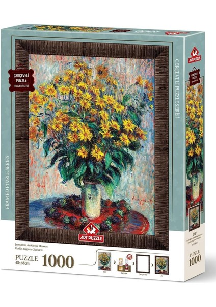 Puzzle Kudüs Enginar Çiçekleri, Claude Monet 1000 Parça Çerçeveli Puzzle