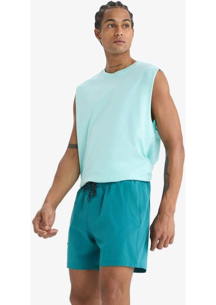 fit Baskılı Esnek Dokulu Kısa Boy Sporcu Deniz ŞORTU C5138AX25HS