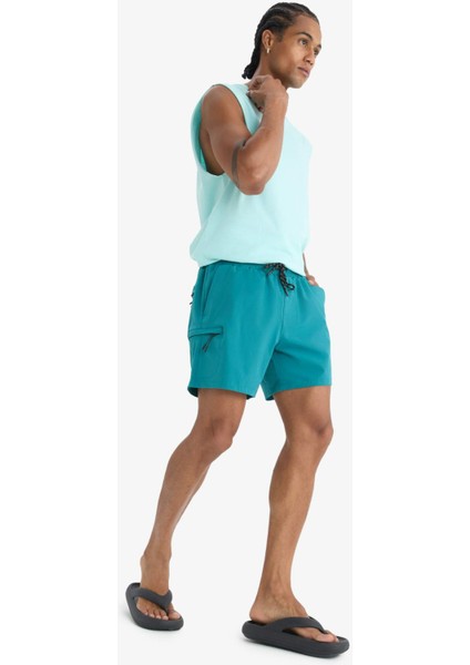 fit Baskılı Esnek Dokulu Kısa Boy Sporcu Deniz ŞORTU C5138AX25HS