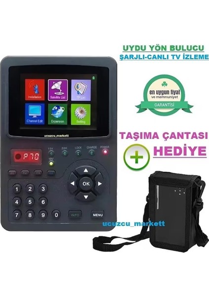 Uydu Yön Bulucu 3.5 Inç Digital Ekranlı Görüntülü (Canlı Yayın Izleme-Şarjlı-Taşıma Çantalı)