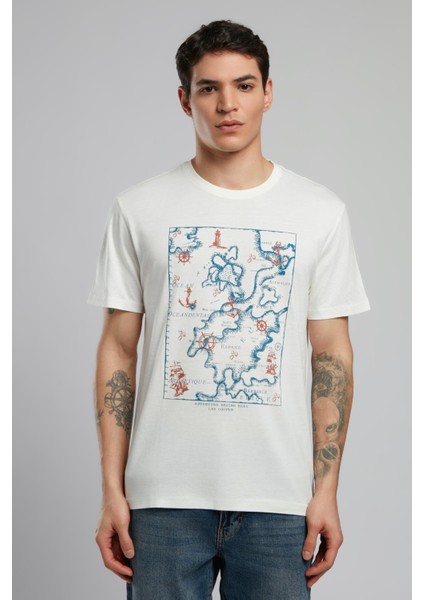 Capela Erkek O Yaka T-Shirt Ekru