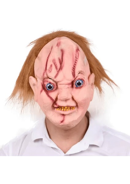 Çaki Maskesi Kahverengi Saçlı Lateks Et Chucky Çaki Maskesi (4172)