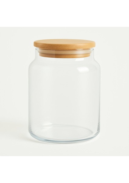 3'lü Set Bambu Kapaklı Orta Boy Vakumlu Cam Baharat Takımı - 3 x 700 ml.