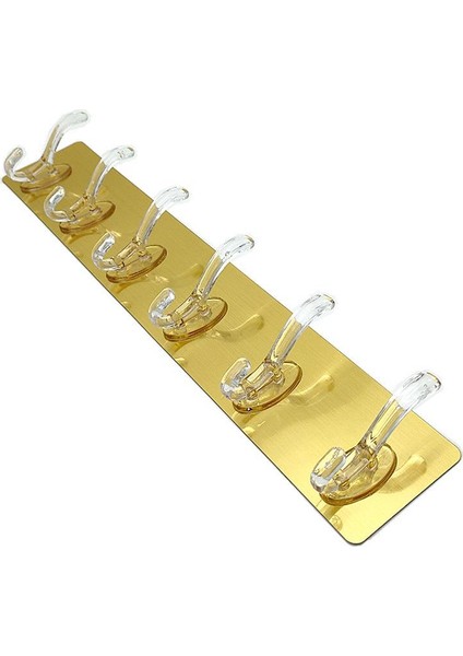 2 Adet Gold Tek Parça Kendinden Yapışkanlı 6 Kancalı Askı