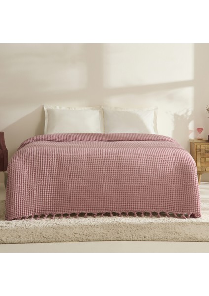 Mady %100 Cotton Waffle Çift Kişilik Tek Pike Pembe