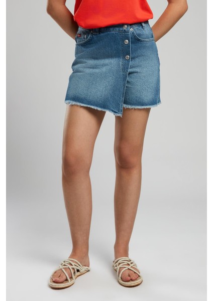 Mila Kadın Jean Şort Etek Denim
