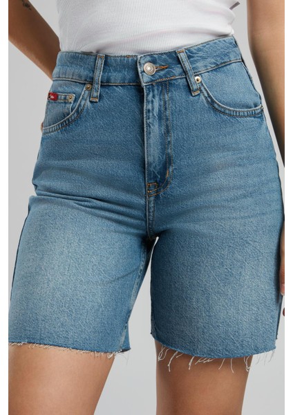 Bund 2 Kadın Jean Şort Denim