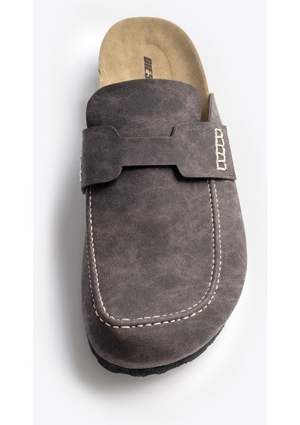 Kapalı Gri Terlik Erkek Dikiş Detaylı Yuvarlak Burunlu Konforlu Tasarım fiyatları