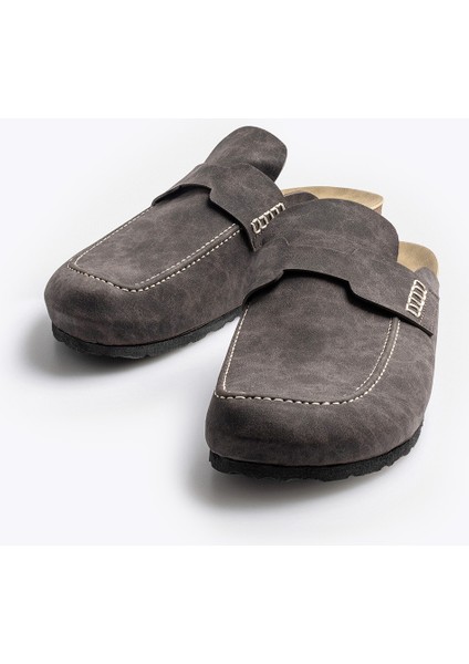 Kapalı Gri Terlik Erkek Dikiş Detaylı Yuvarlak Burunlu Konforlu Tasarım fırsatları