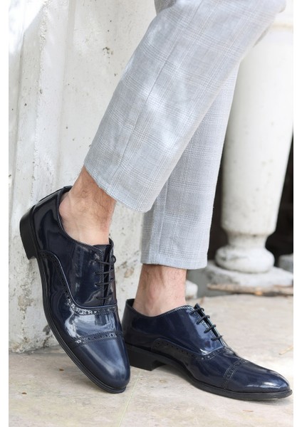 Erkek Lacivert Rugan Klasik Damatlık ve Günlük Ayakkabı 573-2 fiyatları