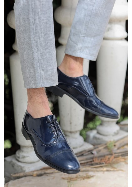 Erkek Lacivert Rugan Klasik Damatlık ve Günlük Ayakkabı 573-2 modelleri