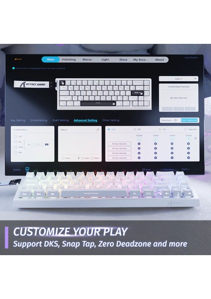 Attack Shark X68HE Rapid Trigger 0.125MS Manyatik Switch Rgb App Uygulamalı Gaming Oyuncu Klavye