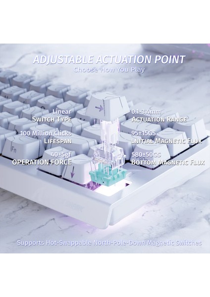 Attack Shark X68HE Rapid Trigger 0.125MS Manyatik Switch Rgb App Uygulamalı Gaming Oyuncu Klavye