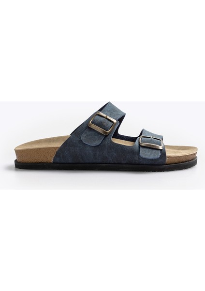 Çift Bantlı Indigo Sandalet