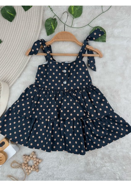 Moes Puantiyeli Katlı Kız Bebek Yazlık Elbise