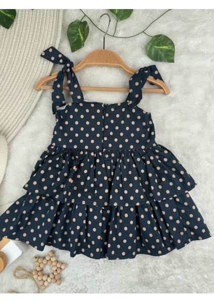 Moes Puantiyeli Katlı Kız Bebek Yazlık Elbise