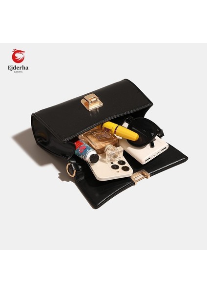 Klasik Komutör Kadınların Çanta Port Style Retro Simple Box Small Square Bag Single Shoulder Crossbody Bag (Yurt Dışından)