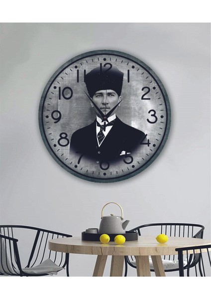 Bilge Tasarım Atatürk Temalı Duvar Saati 35 x 35 cm