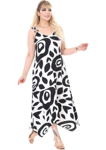 Butik Askılı V Yaka Beyaz Nazar Desen Elbise fiyatları