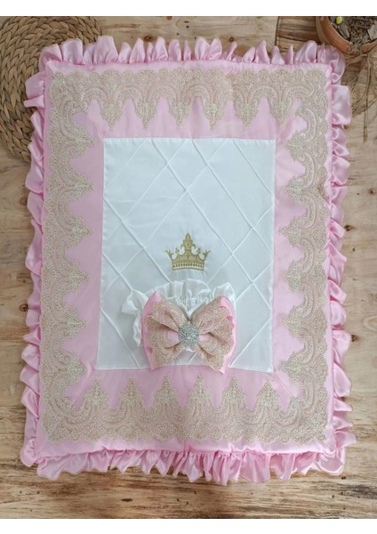 Yenidoğan Grand Lüks Kelebek Ağır Güpür Işlemeli Şapkalı Bebek Battaniyesi Kundak Pembe modelleri