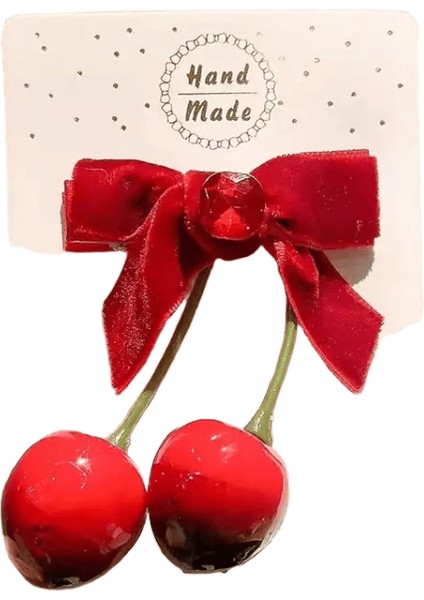 Kiraz Kırmızı Yay Velvet Doku Zarif Saç Klipsi Şık Çok Yönlü Kenar Saç Tokası Tatlı Serin Tavır Kızı Saç Aksesuarları: Red1 (Yurt Dışından)