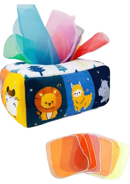 Montessori Oyuncakları Sihirli Mendil Kutusu Bebek Eğitici Öğrenme Aktivitesi Çocuklar Için Renk: 1 Adet Kutu 8 Adet Eşarp-2 (Yurt Dışından)