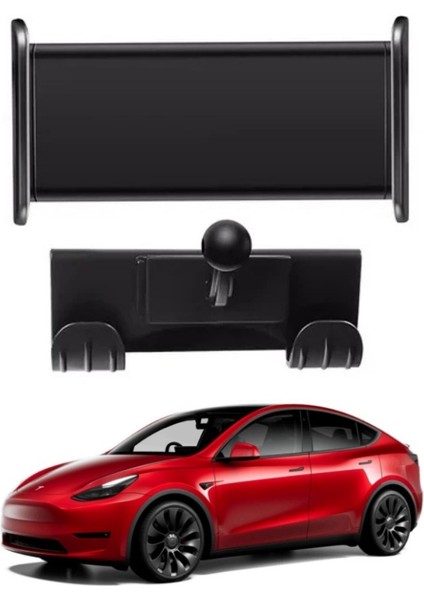 Tesla Model Y / Model 3 Ön Göğüse Takılan Tablet Tutucu ve Ikili Kanca, Siyah Renk