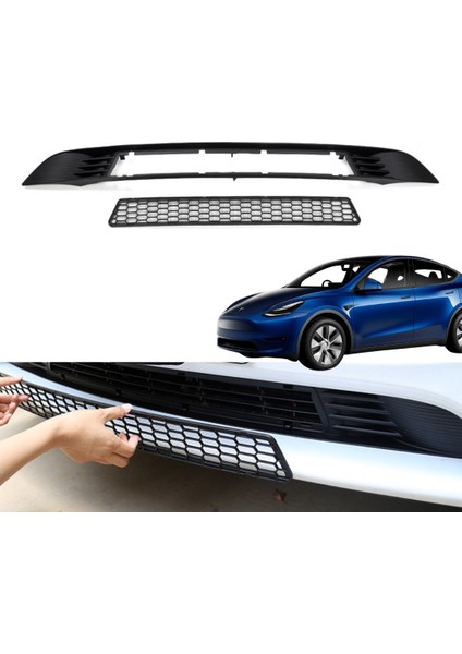 Tesla Model Y Ön Tampon Ortasına Takılan Temizlenebilen Izgara, Mat Siyah Renk