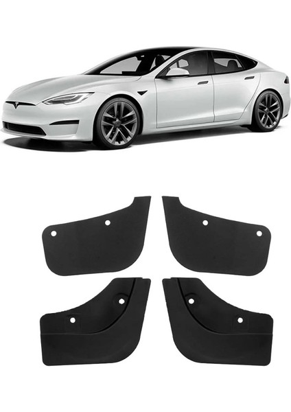Tesla Model Y Ön ve Arka Paçalık Spor Kısa Model , 4 Adet Set Olarak, Mat Siyah Renk