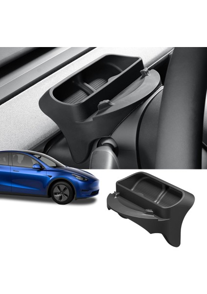 Tesla Model Y / Model 3 Direksiyon Arkasına Takılan Çok Amaçlı Silikon Düzenleyici, Siyah Renk