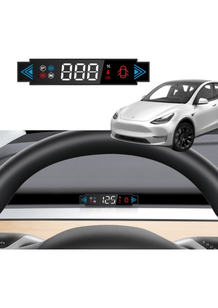 Tesla Model Y / Model Çoklu Fonksiyonları Gösteren Havalandırmaya Takılan Ekran Göstergesi, Hud, Siyah Renk