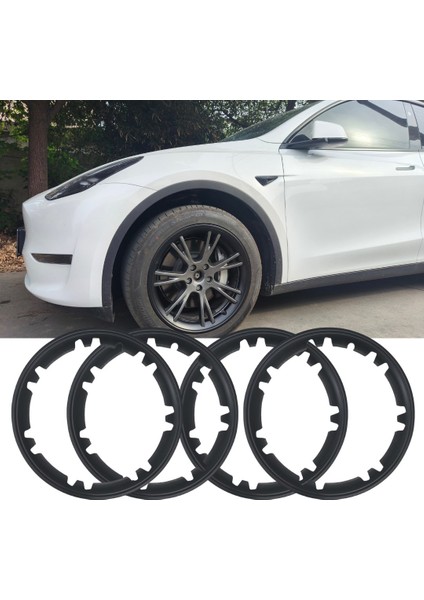 Tesla Model Y Entegre Jant Koruma Halkası Seti 19 Inç, 4 Adet Set Olarak, Mat Siyah Renk