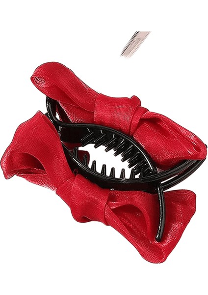 Büyük Moda Saten Yay Headdress Internet Ünlüleri Catch Cross Saç Pençe Saçkopları Kızlar Için Tatlı Saç Aksesuarları 12CM Renk: Şarap Kırmızısı (Yurt Dışından)