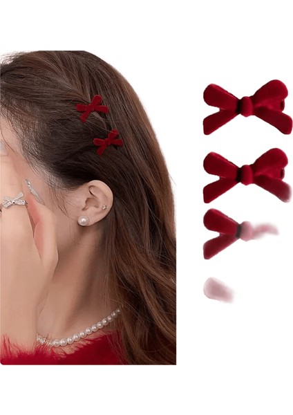 Kızlar Için Mini Kırmızı Kadife Yay Saç Klipleri Tatlı Şeker Kadife Küçük Yay Düğüm Saç Tokaları Saç Çantaları Ette Saç Aksesuarları Renk: Şarap Kırmızısı/boyutu: 2 Adet (Yurt Dışından)