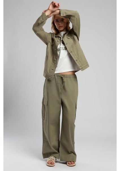 Puble Kadın Dokuma Ceket A. Haki