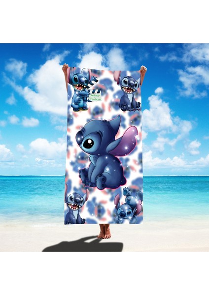 Stitch Plaj Havlusu Sınır Ötesi Sıcak Satış Karikatür Banyo Havlusu Star ve Stitch Çocuk Plaj Deniz Kenarı Yüzme Spor Havlusu (Yurt Dışından)