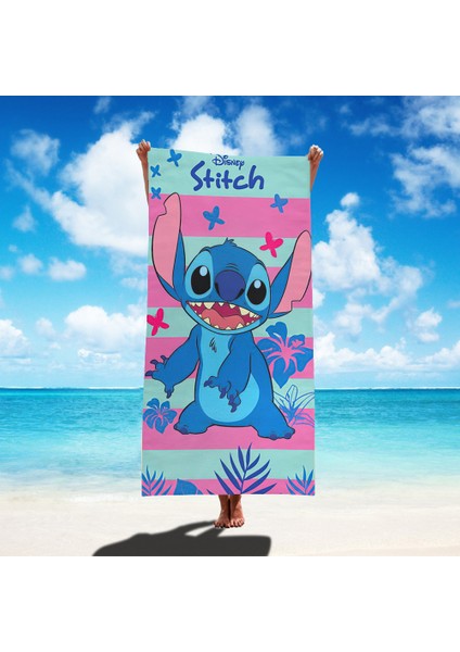 Stitch Plaj Havlusu Sınır Ötesi Sıcak Satış Karikatür Banyo Havlusu Star ve Stitch Çocuk Plaj Deniz Kenarı Yüzme Spor Havlusu (Yurt Dışından)