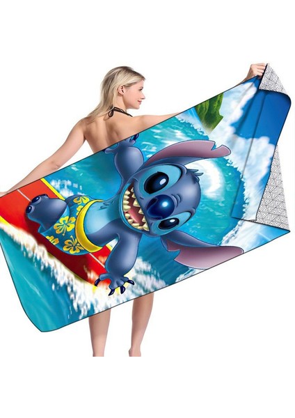 Stitch Plaj Havlusu Sınır Ötesi Sıcak Satış Karikatür Banyo Havlusu Star ve Stitch Çocuk Plaj Deniz Kenarı Yüzme Spor Havlusu (Yurt Dışından)