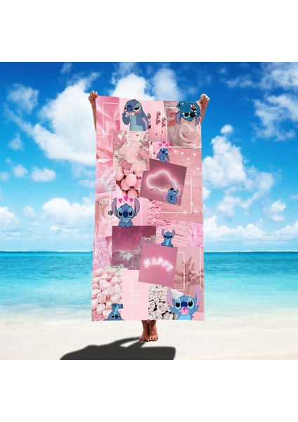 Stitch Plaj Havlusu Sınır Ötesi Sıcak Satış Karikatür Banyo Havlusu Star ve Stitch Çocuk Plaj Deniz Kenarı Yüzme Spor Havlusu (Yurt Dışından)