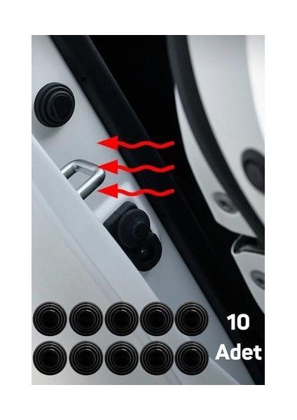 10 Adet Araba Kapı Darbe Ses Emici Pad Araç Kapısı Bagaj Kapağı Darbe Ses Emici Set